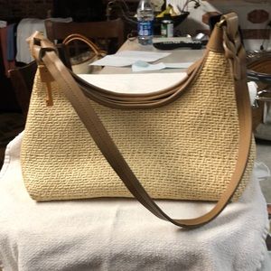 Straw and leather FOSSIL purse